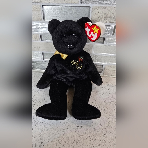 Ty Other - Ty Beanie Baby - The End - Black Bear with Gold Bow
